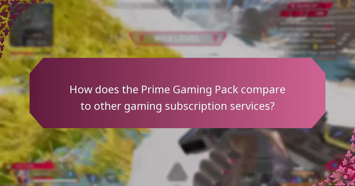 How does the Prime Gaming Pack compare to other gaming subscription services?