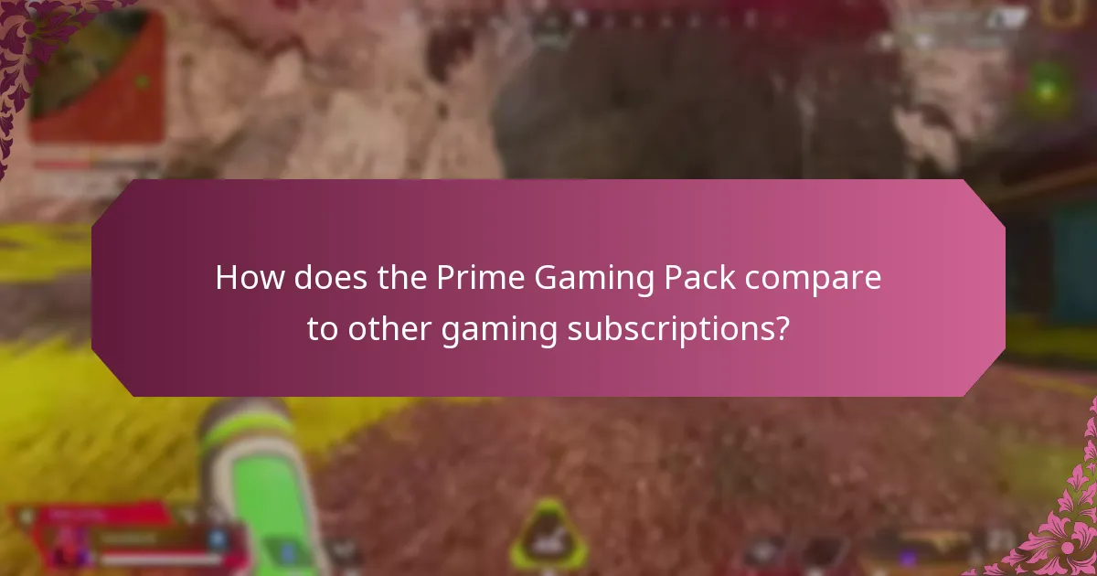 How does the Prime Gaming Pack compare to other gaming subscriptions?