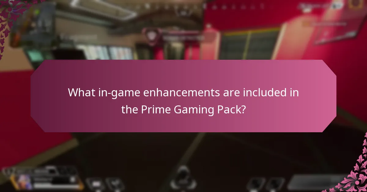 What in-game enhancements are included in the Prime Gaming Pack?